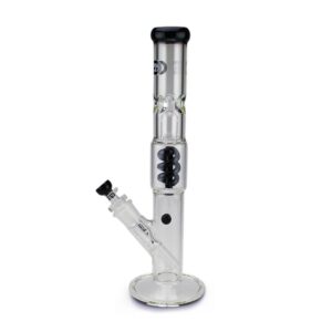 Straight Tube Spiral Perc Bong Black Cane