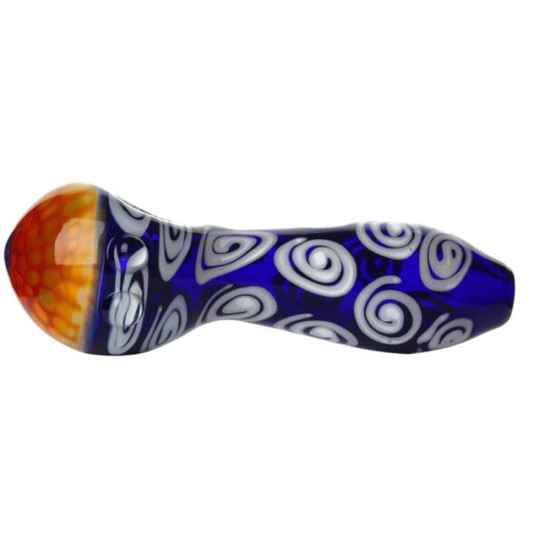 420 Glass Spoon Pipe Honeycomb Blue Swirl