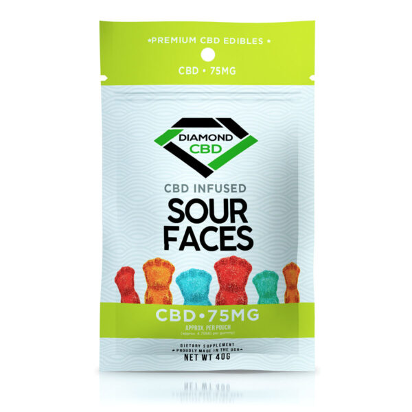 CBD Edibles Diamond CBD Gummies Infused Sour Faces - 75mg