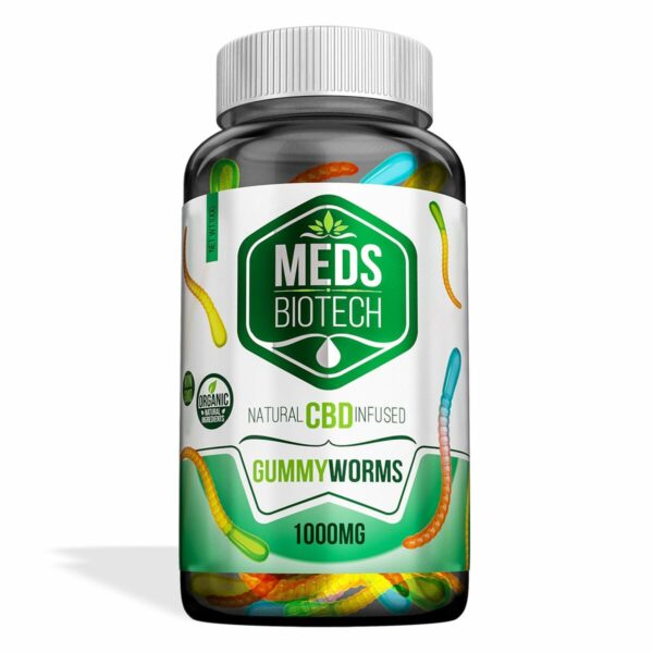 CBD Edibles Meds Biotech Gummies CBD Infused Gummy Worms - 1000mg