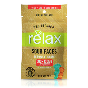 CBD Edibles Relax Gummies CBD Infused Sour Faces - 100mg