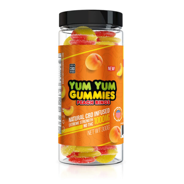 CBD Edibles Yum Yum Gummies CBD Infused Peach Rings - 1000mg